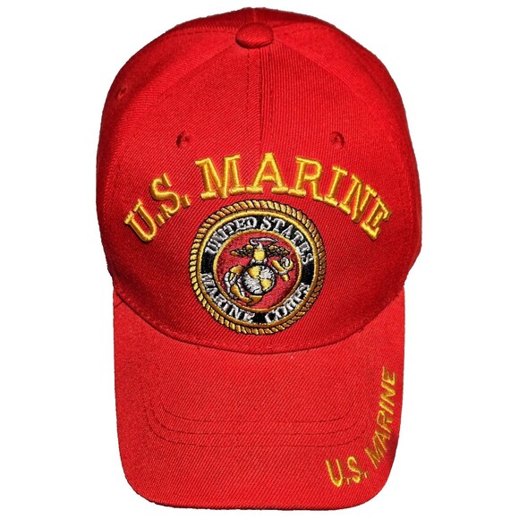 US Marine Corps USMC Hat U.S. Warriors Military Logo Seal Patch Red Baseball Cap - Picture 1 of 11